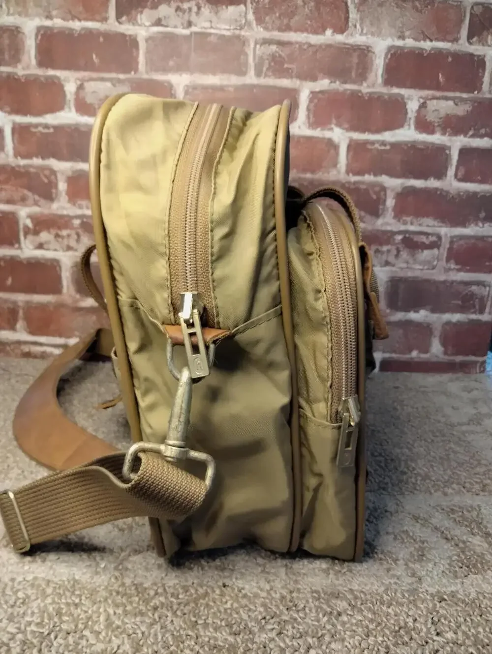 Vintage Hartmann Tan Ballistic Nylon Leather Messenger Bag Briefcase